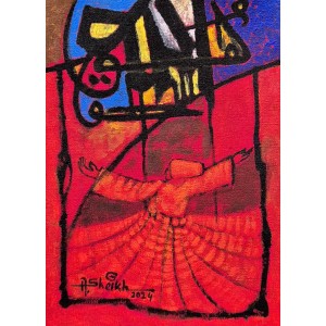 Anwer Sheikh, 10 x 14 Inch, Acrylic on Canvas, Calligraphy Painting, AC-ANS-066